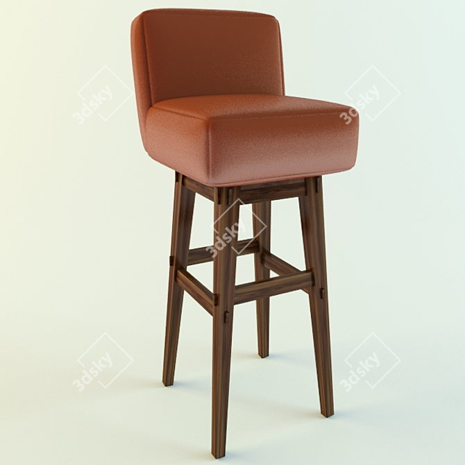 Sleek Metal Bar Stool 3D model image 1