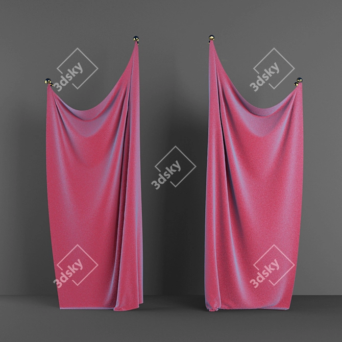 Velvet Curtains 3D model image 1