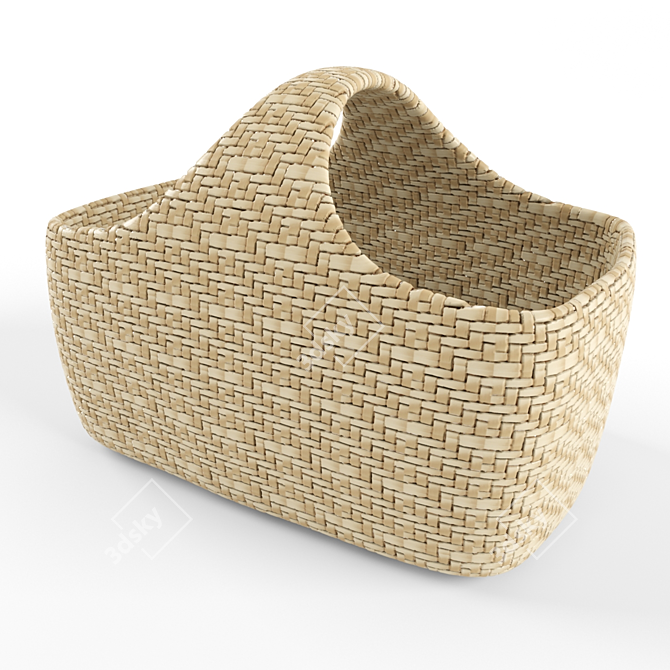 Handwoven Rattan Storage Basket 3D model image 1