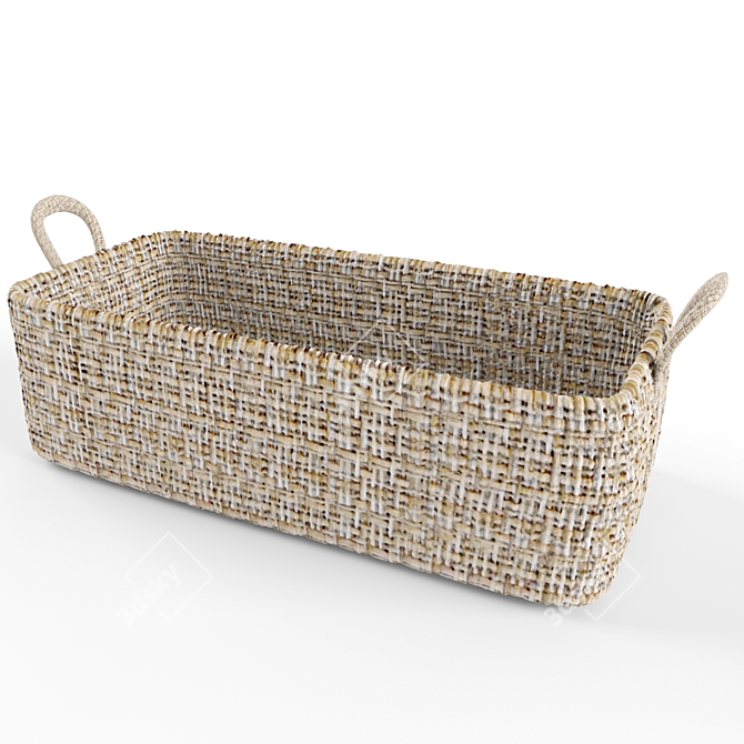 Handwoven Rattan Basket 3D model image 1