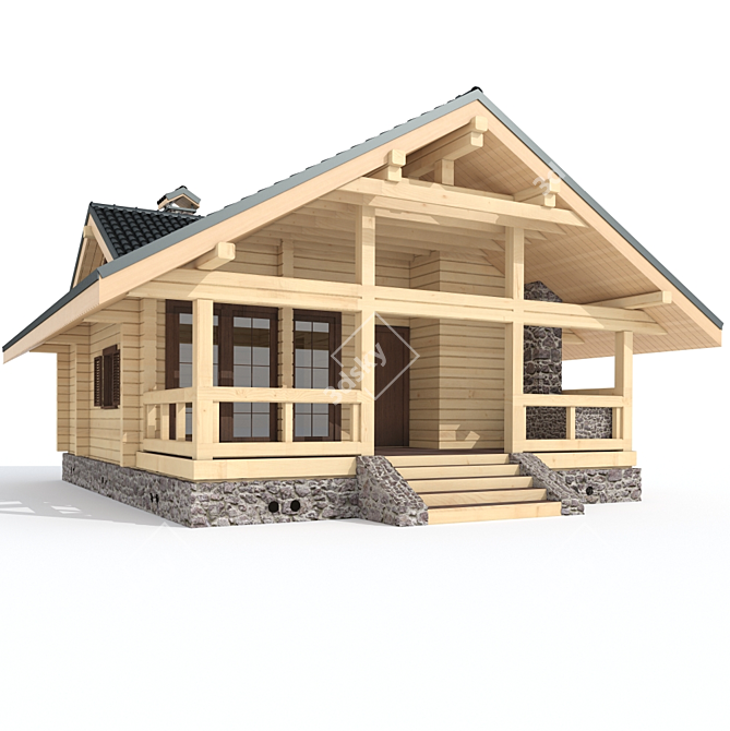 Natural Wood Sauna 3D model image 1