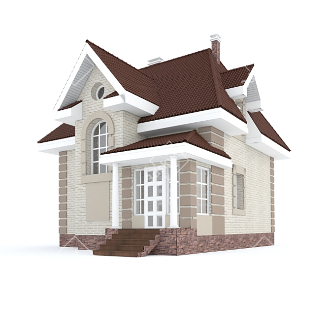 Stylish Brick Cottage 3D model image 1