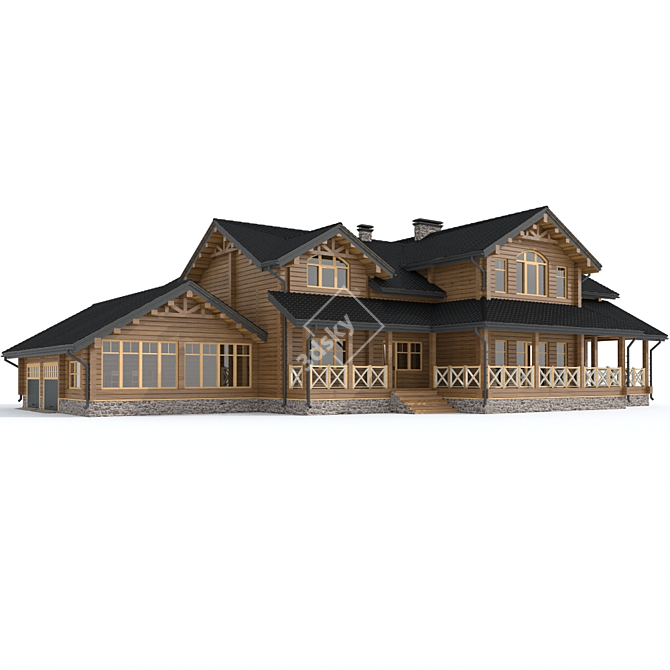 Cozy Log Home Retreat 3D model image 1