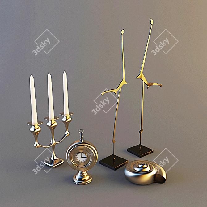 Elegant Home Decor Set 3D model image 1