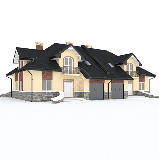 Stone Cottage for Dual Families 3D model image 1