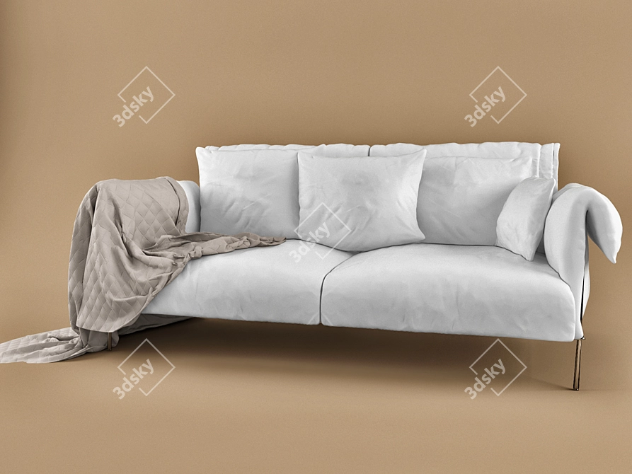 Cosy Velvet Sofa - Modern, Stylish 3D model image 1