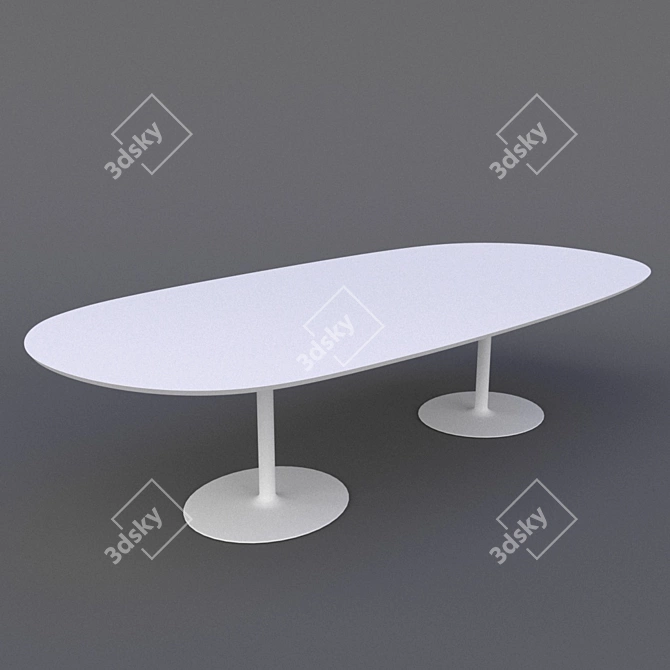 DIZZIE - H 74: Sleek Double Oval Base Dining Table 3D model image 1