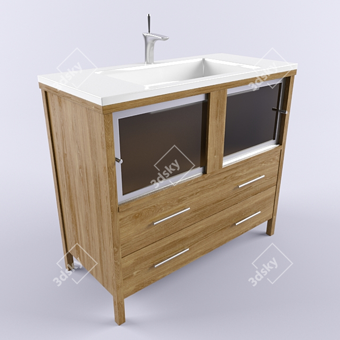 Elegant Washbasin with Mixer 3D model image 1