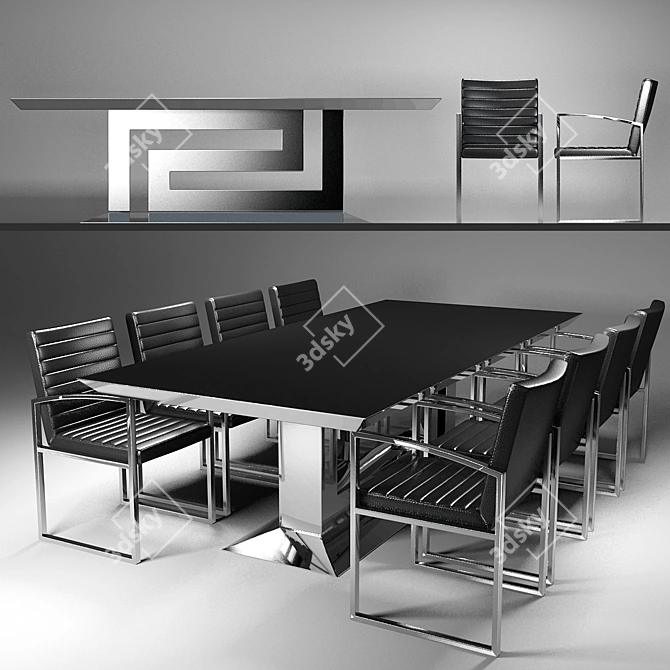 Luxury Versace Greca Grand Dining Set 3D model image 1