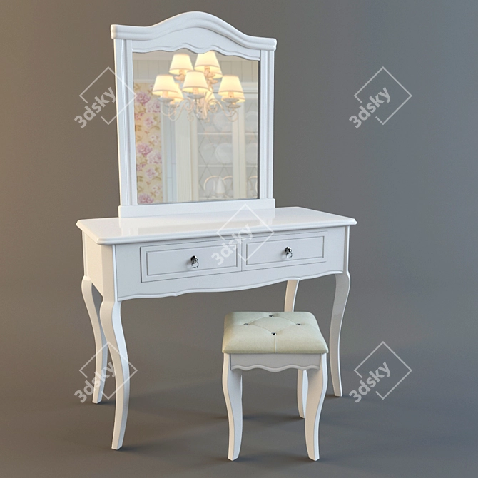 Elegant Vanity Set with Mirror 3D model image 1