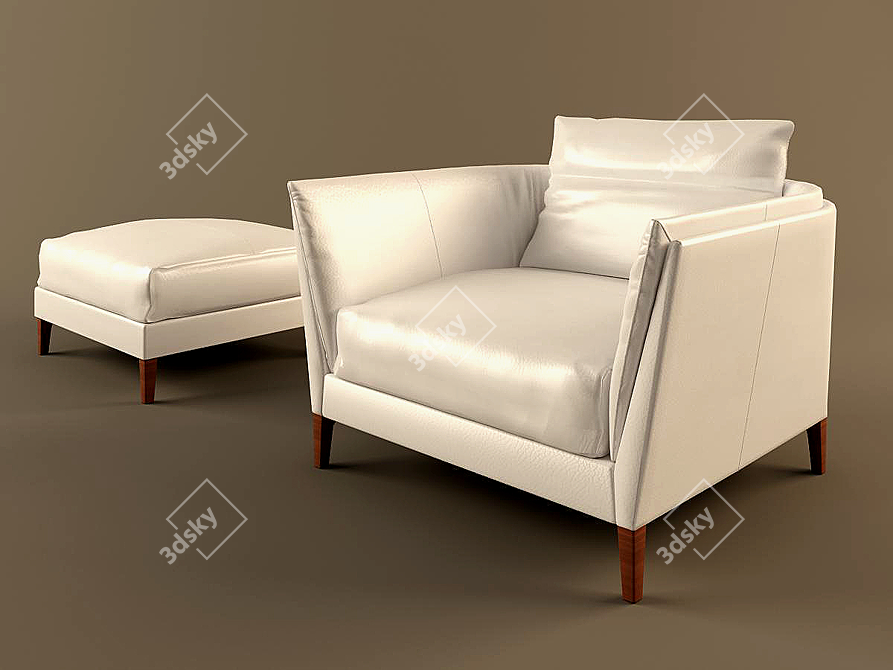 Modern Chair and Ottoman Set 3D model image 1