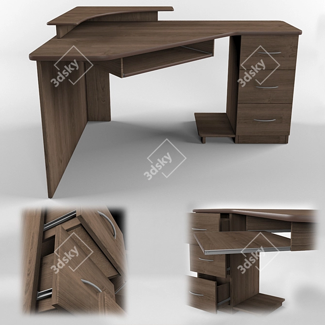 Corner Computer Desk 3D model image 1