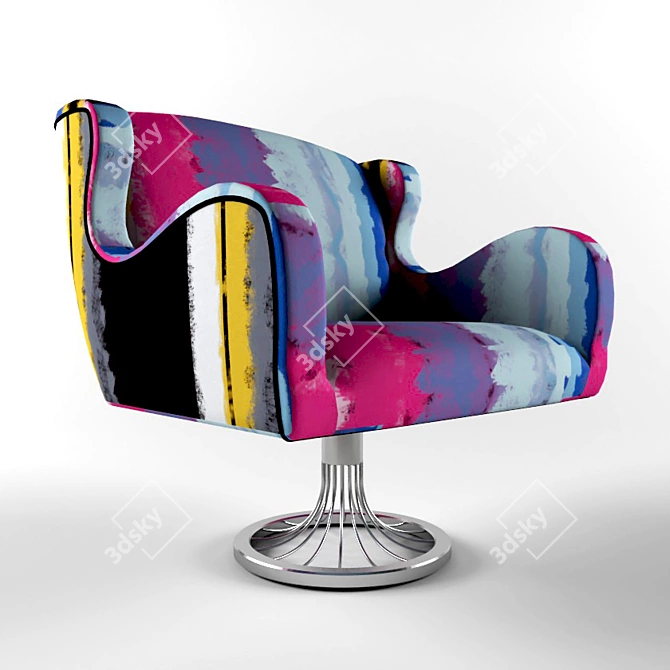 Elegant Gioconda Armchair: Natural Wood Frame & Textile Upholstery 3D model image 1