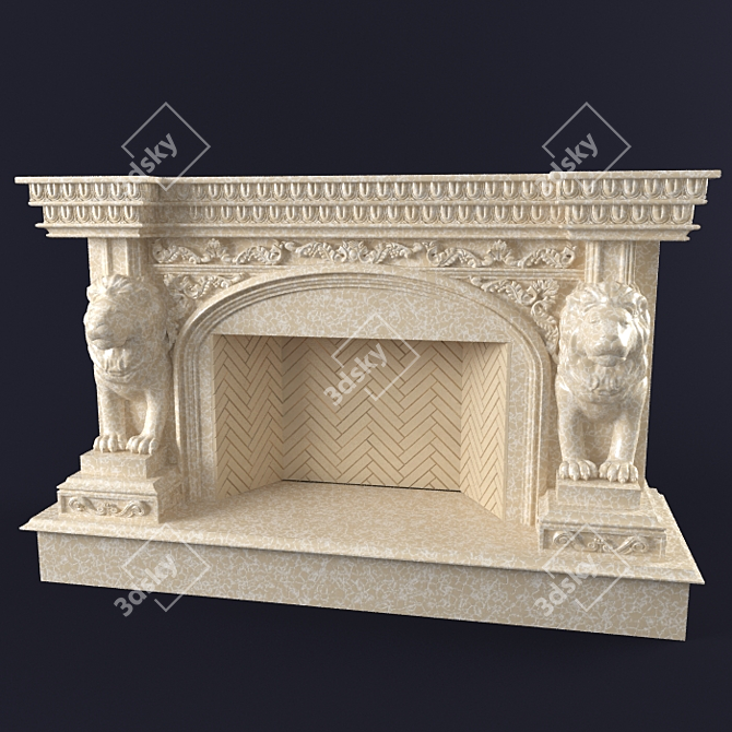 Elegant Marble Fireplace: Carved Stone Masterpiece 3D model image 1