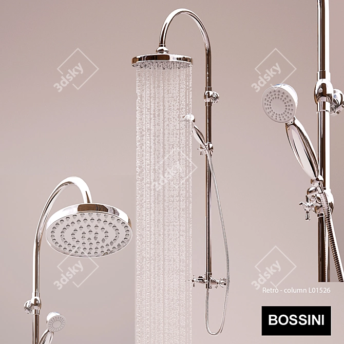 Retro Showerhead Set: Wall-Mounted Column, Antikal & Gom Showerheads 3D model image 1