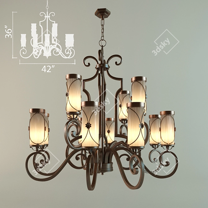 Venata de Oro Glass Chandelier 3D model image 1