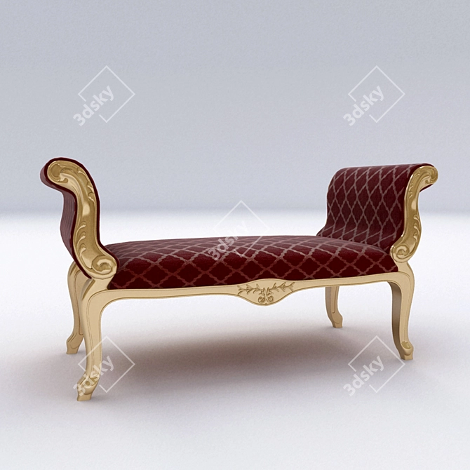 Vintage Wooden Bench 3D model image 1