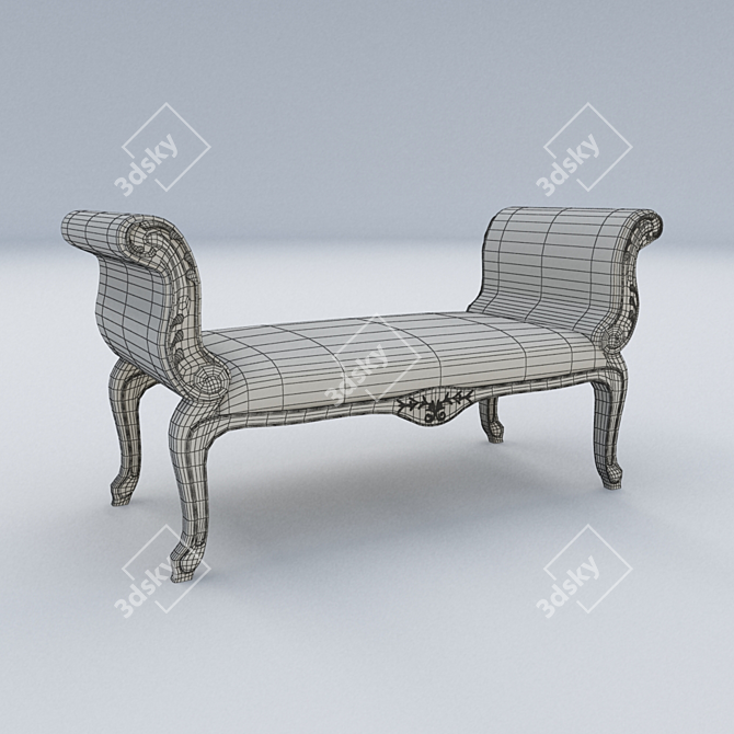 Vintage Wooden Bench 3D model image 3