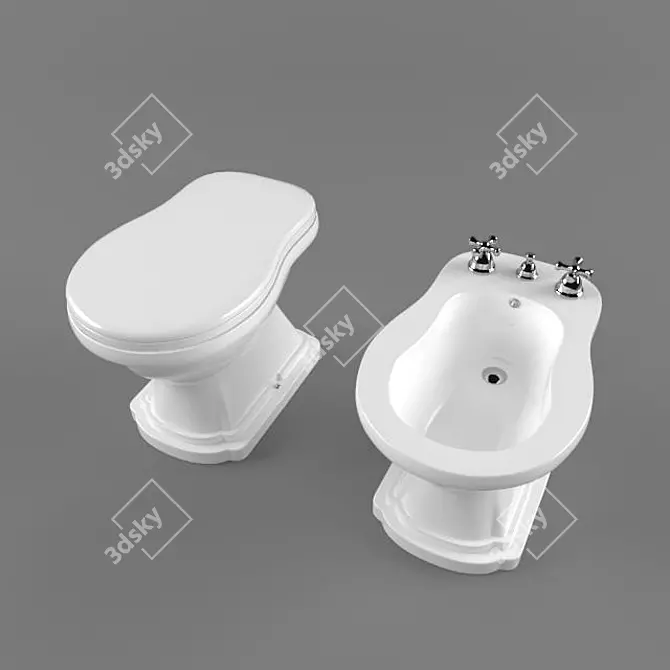 Elegant Bathroom Set 3D model image 1