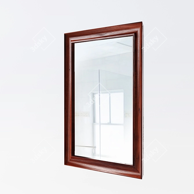 Wooden Framed Bathroom Mirror 3D model image 1