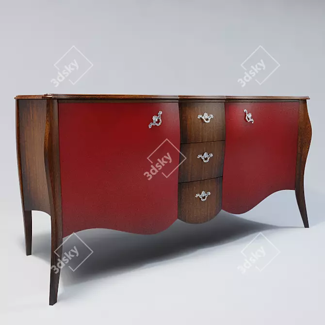 Wooden Painted Chest of Drawers 3D model image 1