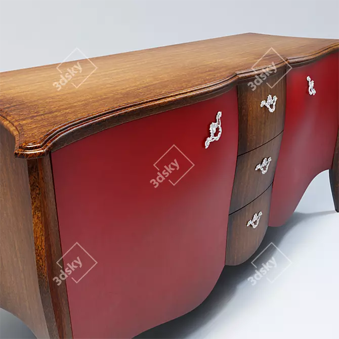 Wooden Painted Chest of Drawers 3D model image 2