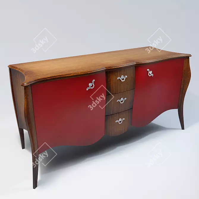 Wooden Painted Chest of Drawers 3D model image 3