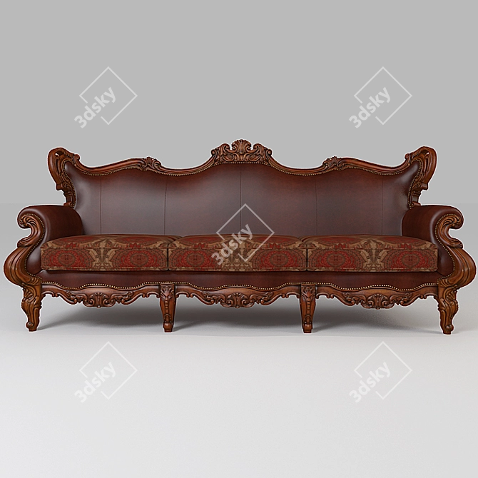 Elegant Three-Seat Sofa 3D model image 1