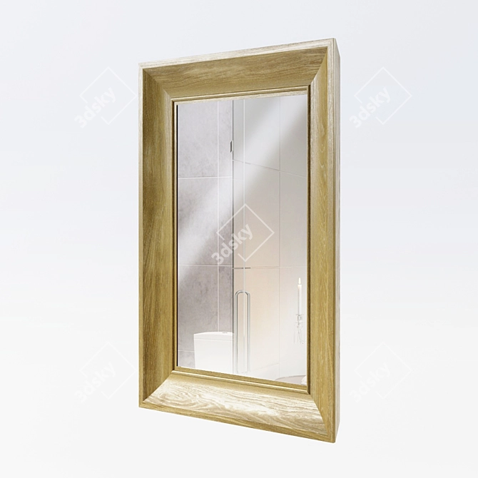 Rustic Oak Mirror 3D model image 1