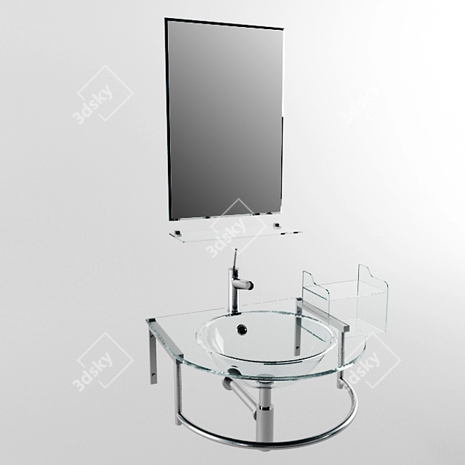Modern Washbasin Set with Mirror - Senli 3D model image 1