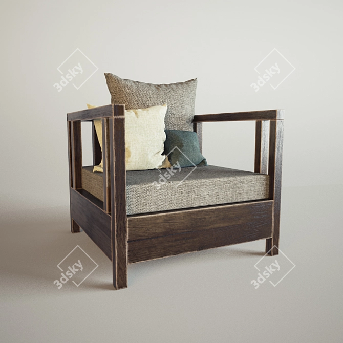 Cosy Cushioned Chair 3D model image 1