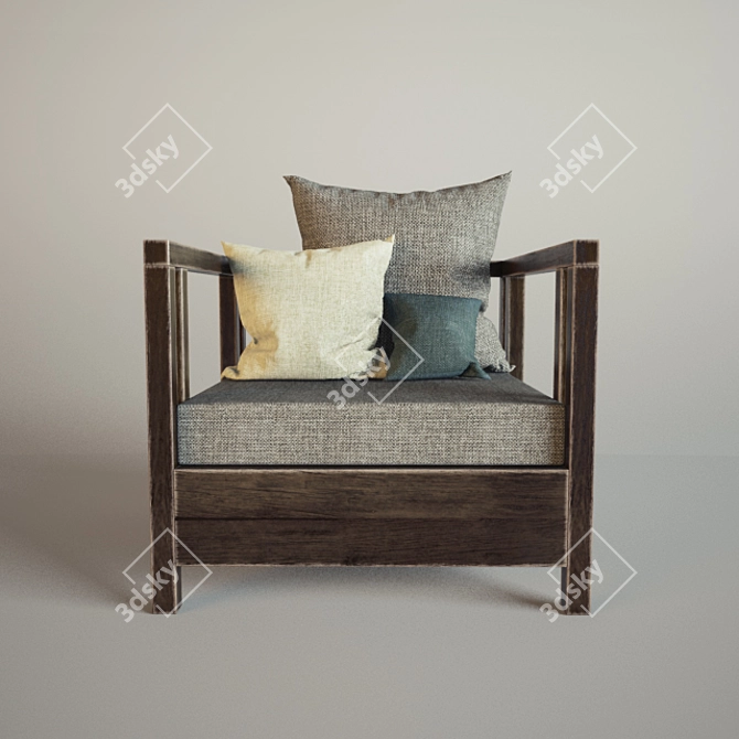 Cosy Cushioned Chair 3D model image 2