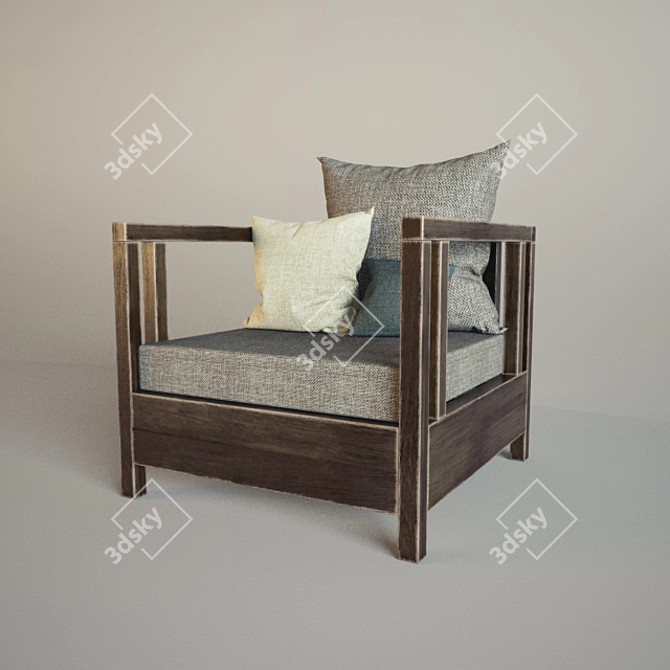 Cosy Cushioned Chair 3D model image 3