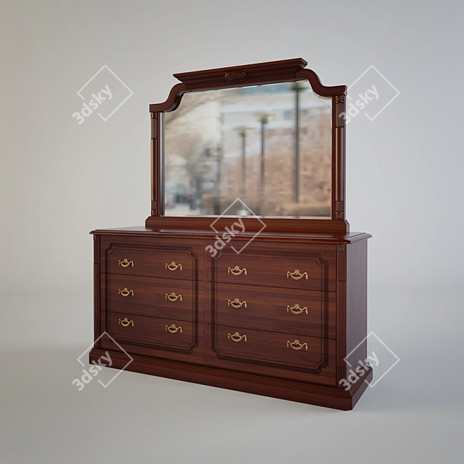 Elegant Wooden Chest of Drawers 3D model image 1