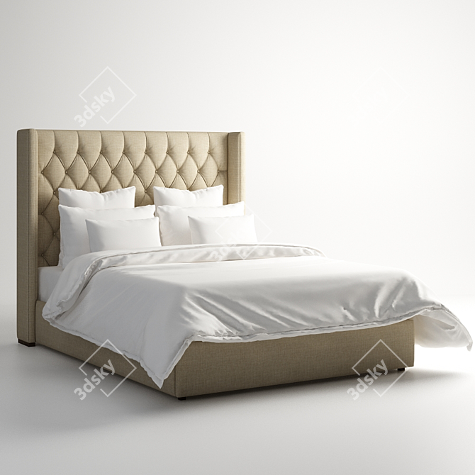 Manhattan Queen Bed - Sleek and Stylish 3D model image 1