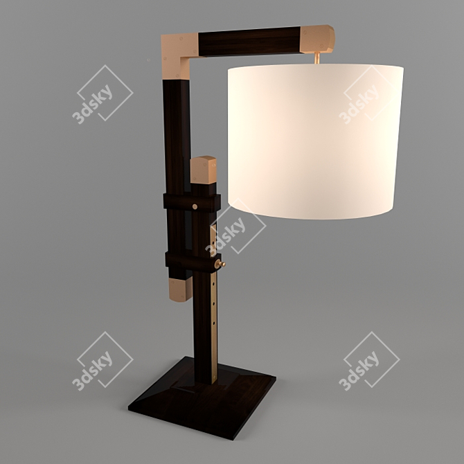 Gilded Dark Wood Desk Lamp 3D model image 1