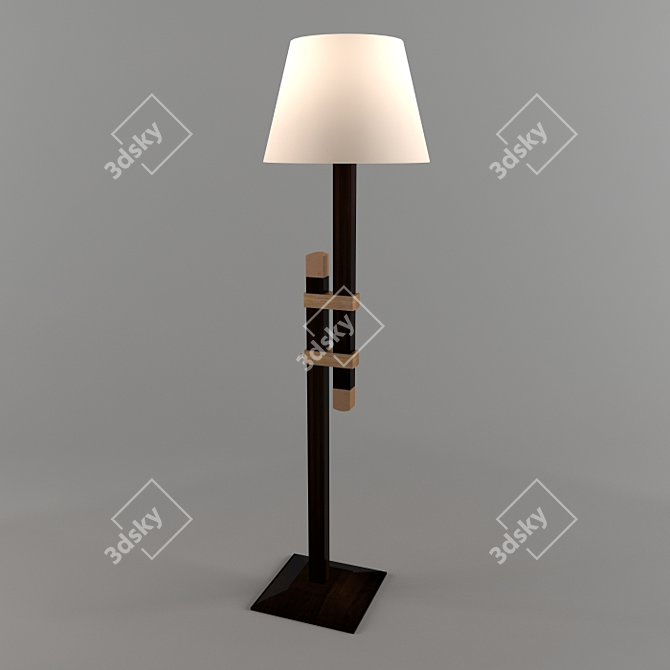 Elegant Dark Wood Floor Lamp 3D model image 1