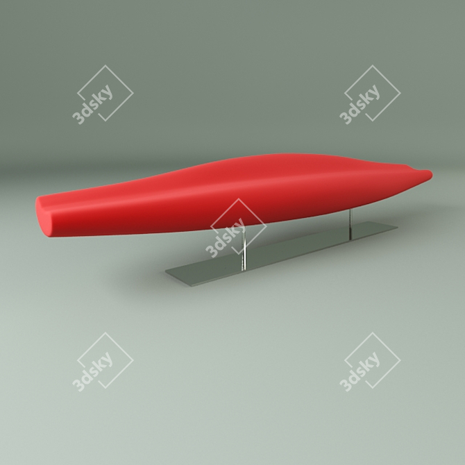 Versatile Long Bench with Polished Metal Base - 58x300x60 3D model image 1