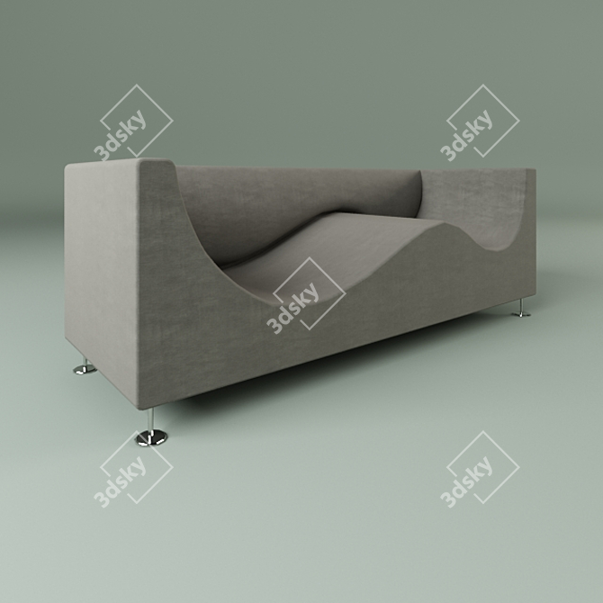 Wave Velvet Sofa 3D model image 1