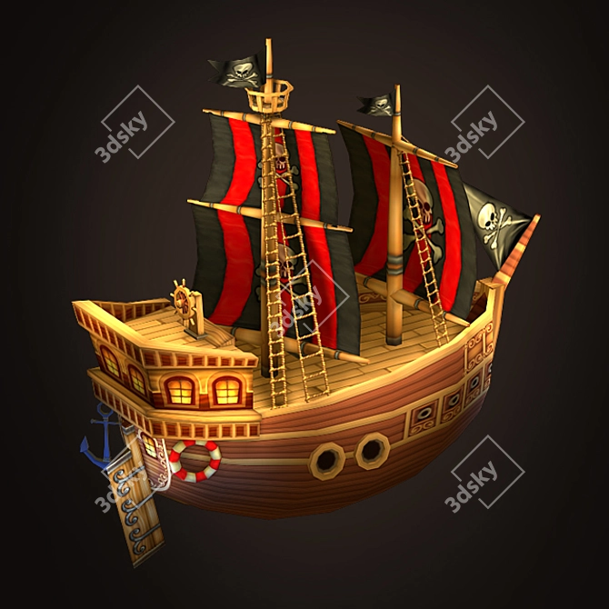 Ruthless Pirate Ship 3D model image 1