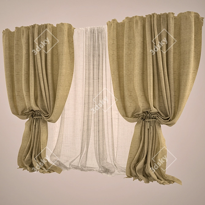 Elegant Drapes for Chic Interiors 3D model image 1