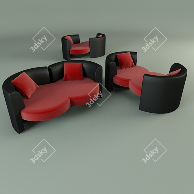 Versatile Eight-Shaped Sofa 3D model image 1