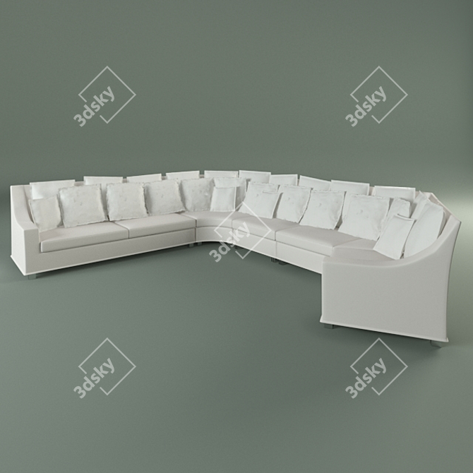 Modular Corner Sofa in White Textile 3D model image 1