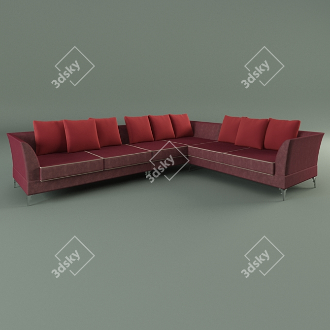 Crimson Velvet Sofa 3D model image 1