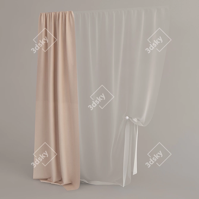 Elegant Drapery Collection 3D model image 1