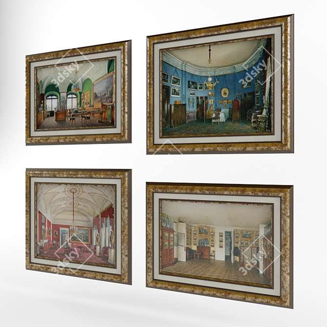 Winter Palace Watercolor Frames 3D model image 2