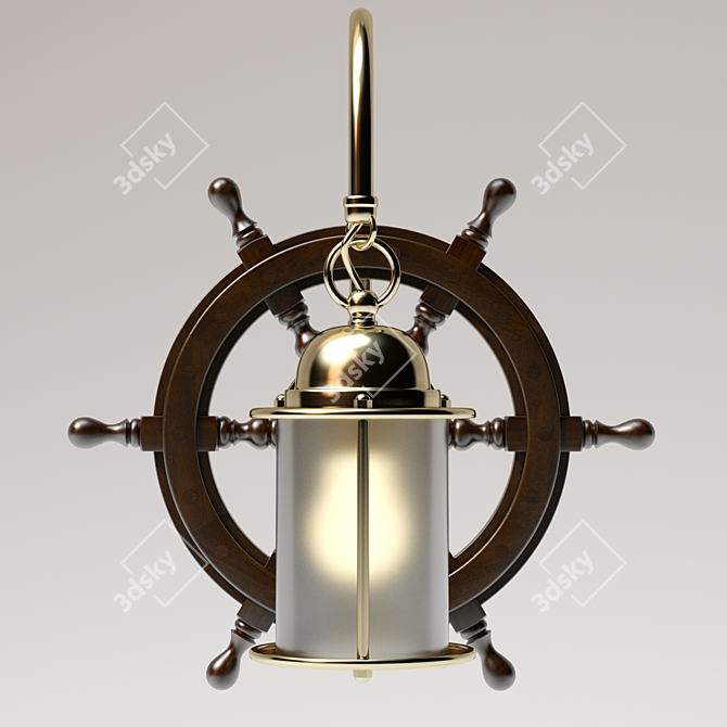 Nautical Ship Wheel Wall Sconce 3D model image 2