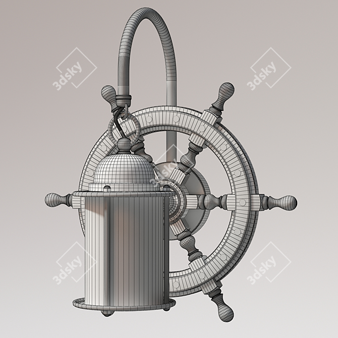 Nautical Ship Wheel Wall Sconce 3D model image 3