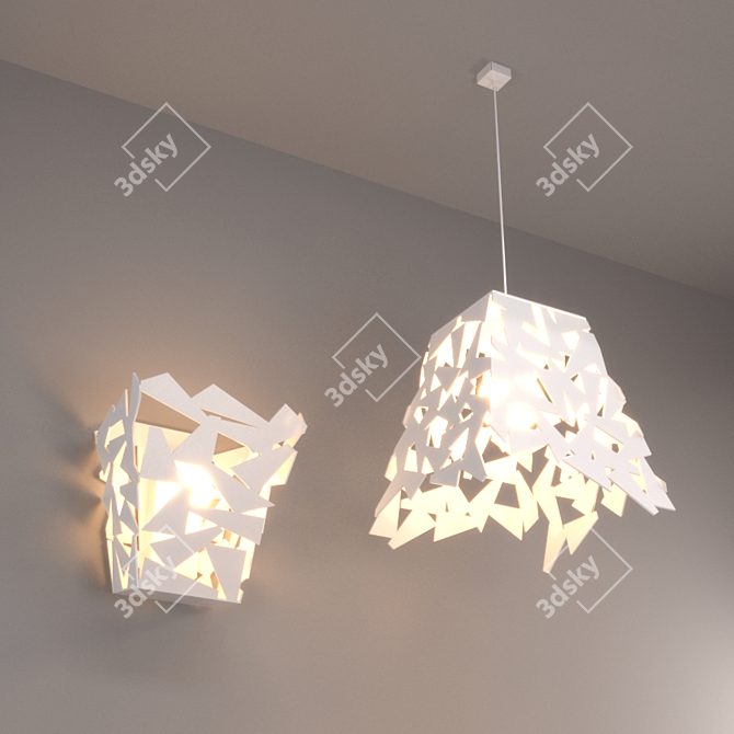 Elegant Crystal Chandelier and Sconces 3D model image 1