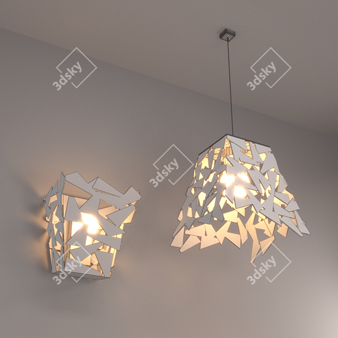 Elegant Crystal Chandelier and Sconces 3D model image 2